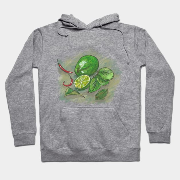 Lime and chili pepper Hoodie by Keen_On_Colors